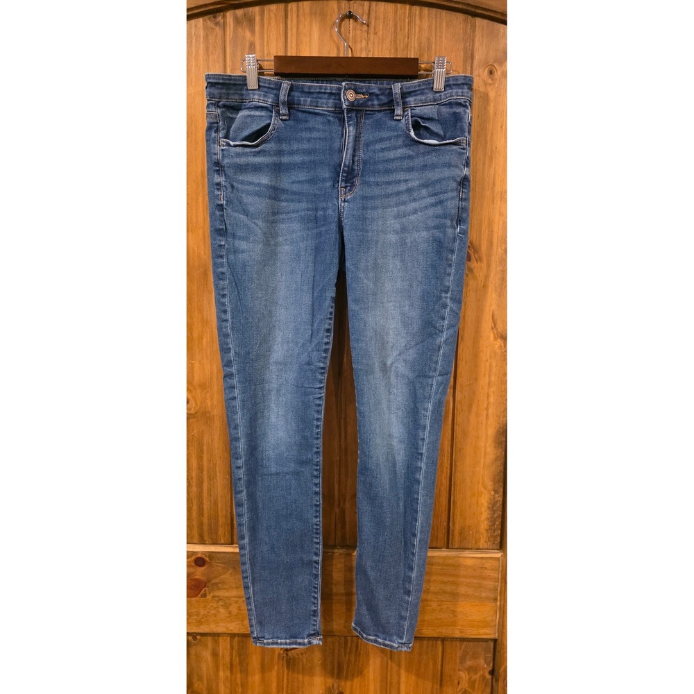 American Eagle Jegging Women 12 Blue Excellent Next Level Stretch Flap Pocket